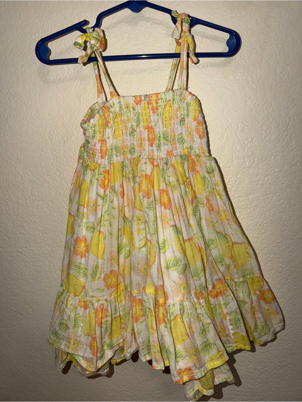 Rare Editions Yellow Floral Tie-Shoulder Sundress